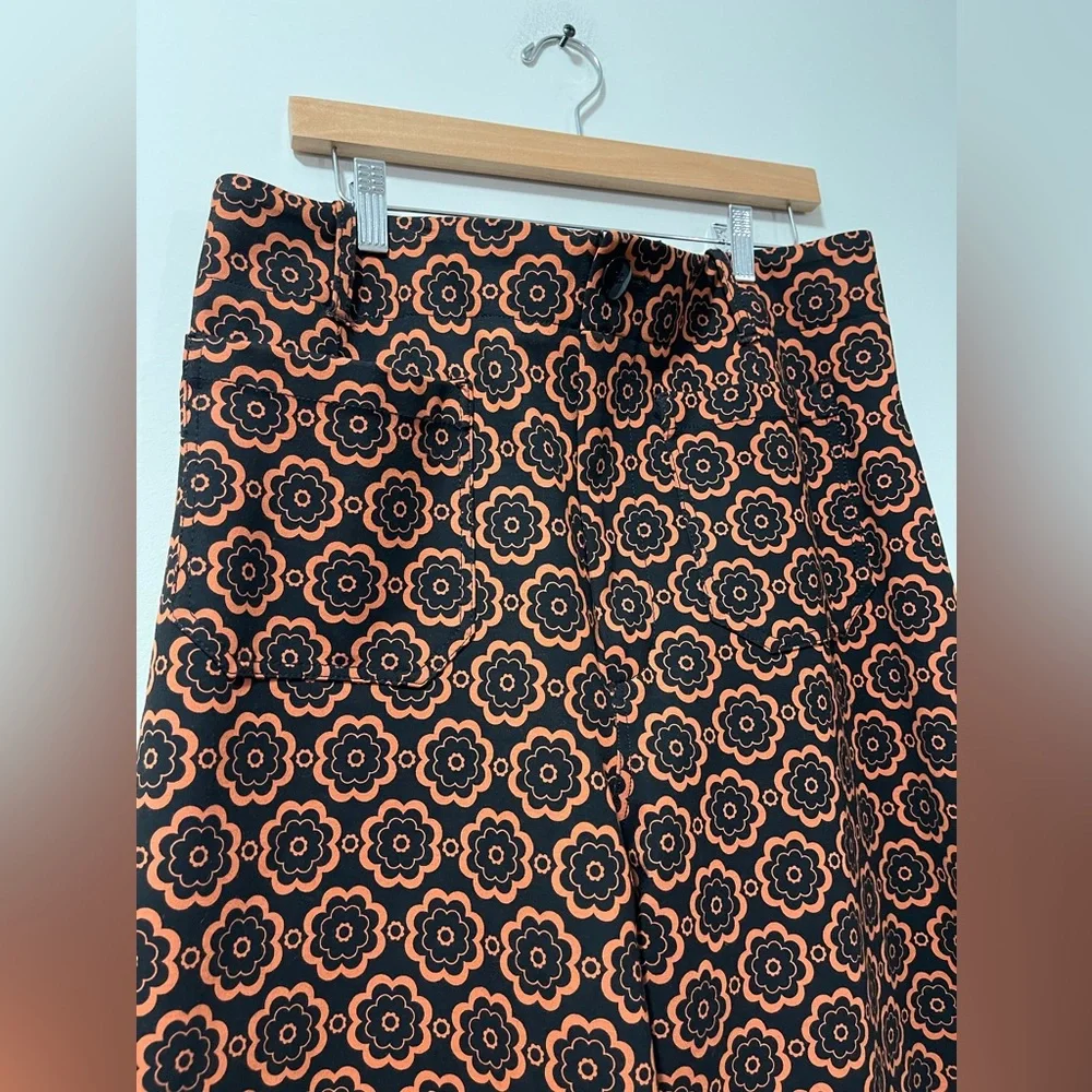 Maeve Anthropologie Colette Wide Leg High Waist Ponte Motif Cropped Pants Sz 34 - Picture 7 of 11